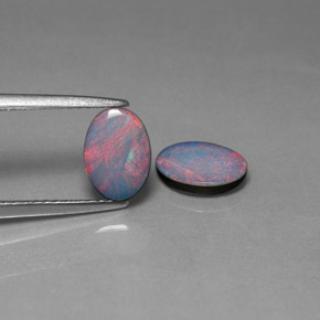 Pedras preciosas de dupleto de opala multicolorido natural de  ct, corte oval, opaco