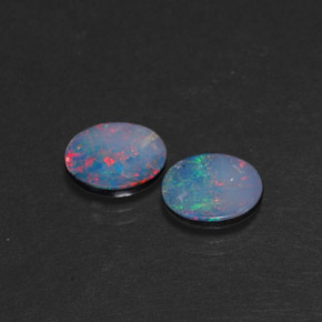 Pedras preciosas de dupleto de opala multicolorido natural de  ct, corte oval, opaco