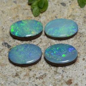 Pedras preciosas de dupleto de opala multicolorido natural de 2,21 ct, corte oval, opaco