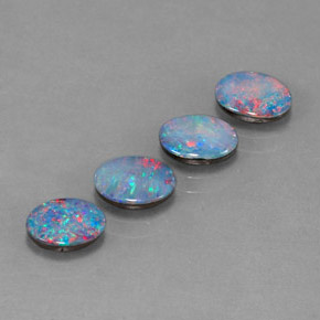 Pedras preciosas de dupleto de opala multicolorido natural de  ct, corte oval, opaco