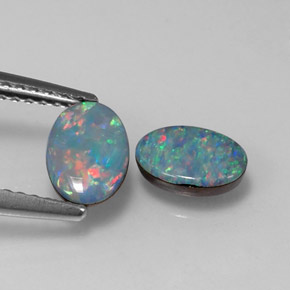 Pedras preciosas de dupleto de opala multicolorido natural de  ct, corte oval, opaco