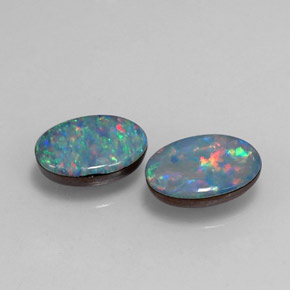 Pedras preciosas de dupleto de opala multicolorido natural de  ct, corte oval, opaco