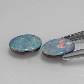 Pedras preciosas de dupleto de opala multicolorido natural de  ct, corte oval, opaco
