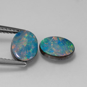 Pedras preciosas de dupleto de opala multicolorido natural de  ct, corte oval, opaco