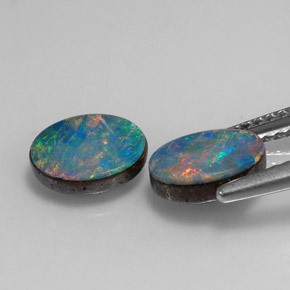 Pedras preciosas de dupleto de opala multicolorido natural de  ct, corte oval, opaco