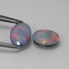 Pedras preciosas de dupleto de opala multicolorido natural de  ct, corte oval, opaco