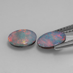 Pedras preciosas de dupleto de opala multicolorido natural de  ct, corte oval, opaco