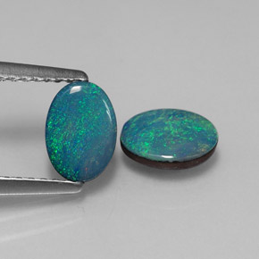 Pedras preciosas de dupleto de opala multicolorido natural de  ct, corte oval, opaco