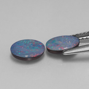 Pedras preciosas de dupleto de opala multicolorido natural de  ct, corte oval, opaco
