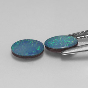 Pedras preciosas de dupleto de opala multicolorido natural de  ct, corte oval, opaco