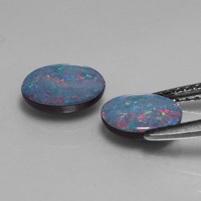 Pedras preciosas de dupleto de opala multicolorido natural de  ct, corte oval, opaco