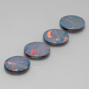 Pedras preciosas de dupleto de opala multicolorido natural de 3,09 ct, corte oval, opaco