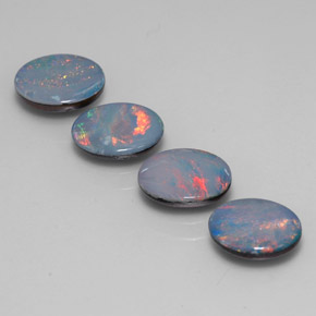 Pedras preciosas de dupleto de opala multicolorido natural de 3,09 ct, corte oval, opaco