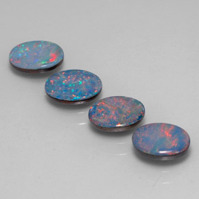 Pedras preciosas de dupleto de opala multicolorido natural de  ct, corte oval, opaco