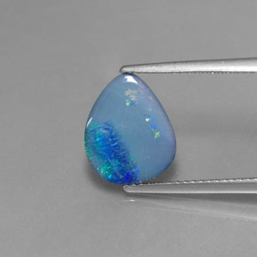 Dupleto de opala multicolorido natural 2,52ct, formato de pêra, opaco
