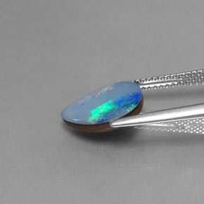 Dupleto de opala multicolorido natural 2,52ct, formato de pêra, opaco