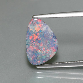 Dupleto de opala multicolorido natural 2,09ct, forma extravagante, opaco