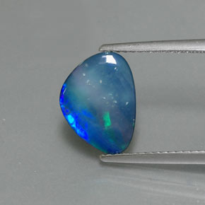 Dupleto de opala multicolorido natural 1,62ct, forma extravagante, opaco