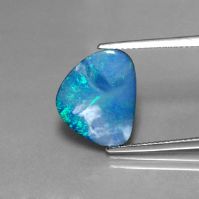Dupleto de opala multicolorido natural 3,71ct, forma extravagante, opaco