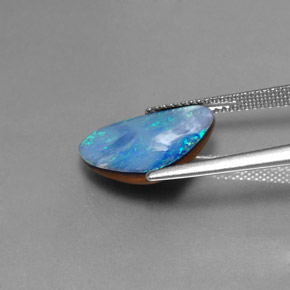 Dupleto de opala multicolorido natural 3,71ct, forma extravagante, opaco