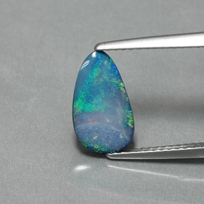 Dupleto de opala multicolorido natural 1,39ct, forma extravagante, opaco