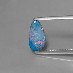 Dupleto de opala multicolorido natural 1,26ct, forma extravagante, opaco