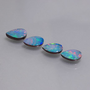 Pedras preciosas de dupleto de opala multicolorido natural de  ct, formato de pêra, opaco