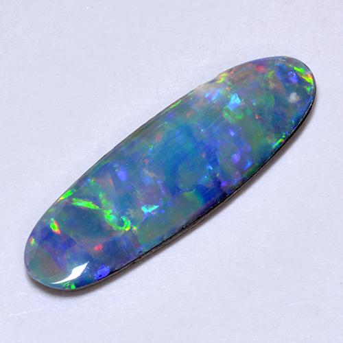 Opala Doublet Multicolorido Natural 1.63ct, Corte Oval, Opaco
