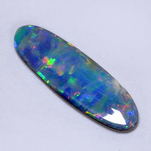 Opala Doublet Multicolorido Natural 1.63ct, Corte Oval, Opaco