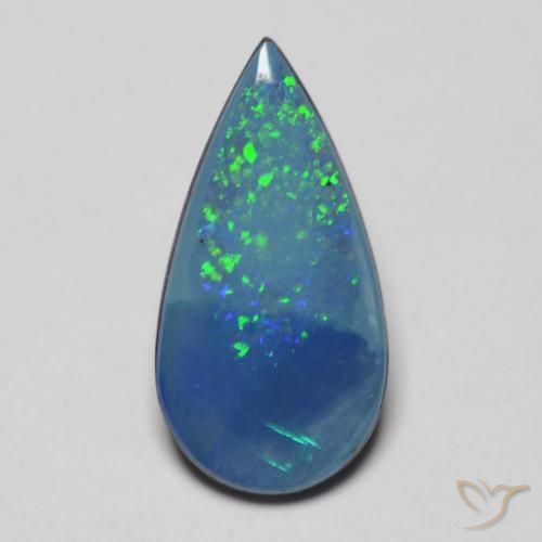 Opala Doublet Multicolorido Natural 1.85ct, Formato de pêra, Opaco