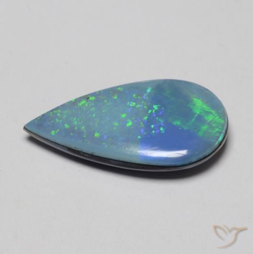 Opala Doublet Multicolorido Natural 1.85ct, Formato de pêra, Opaco