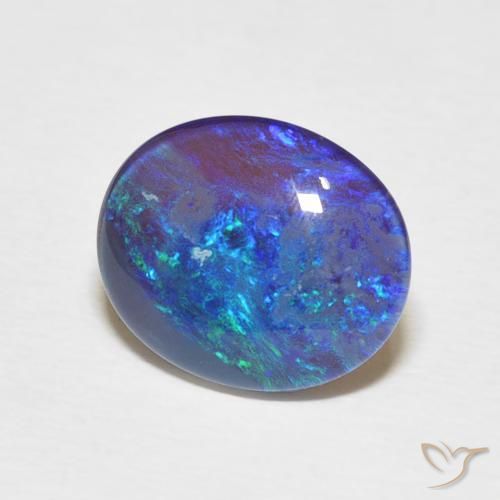 Dupleto de opala multicolorido natural 2,71ct, corte oval, opaco