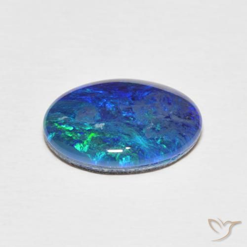 Dupleto de opala multicolorido natural 2,71ct, corte oval, opaco