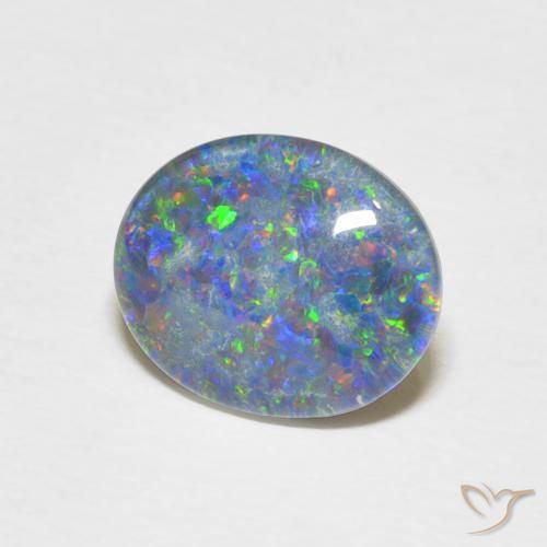 Opala Doublet Multicolorido Natural 2.12ct, Corte Oval, Opaco