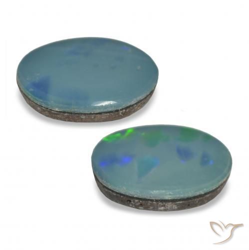 Pedras preciosas de Opala Doublet Multicolorido natural de 2.31 ct, oval, Opaco