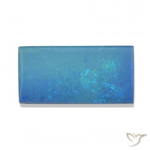 Opala Doublet Multicolor azul Natural 3.82ct, baguete, Opaco