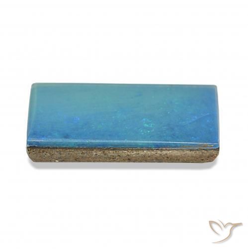 Opala Doublet Multicolor azul Natural 3.82ct, baguete, Opaco