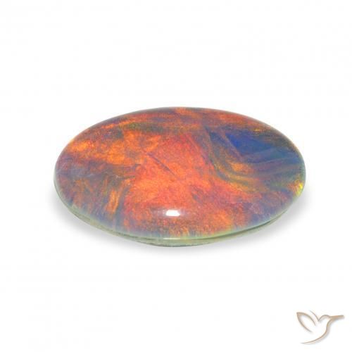 Opala Triplet Multicolorido Natural 3.48ct, oval, Opaco