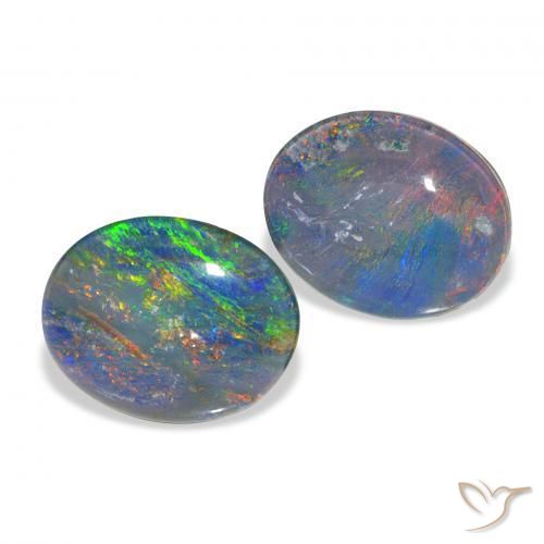 Pedras preciosas de Opala Triplet Multicolorido natural de 4.51 ct, oval, Opaco