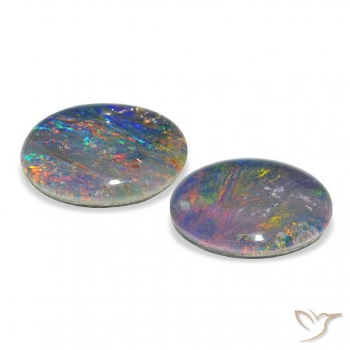 Pedras preciosas de Opala Triplet Multicolorido natural de 4.51 ct, oval, Opaco