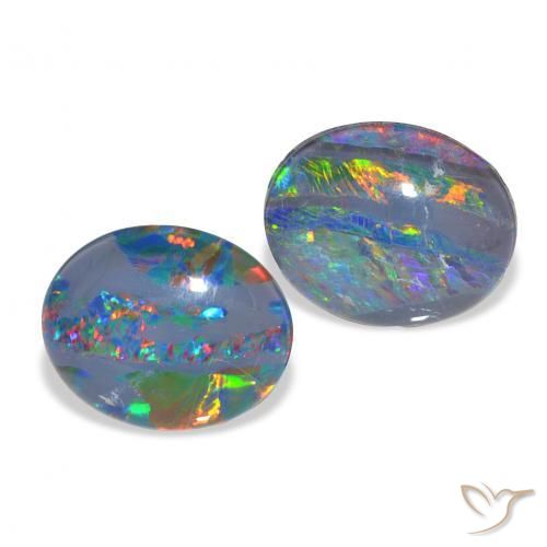 Pedras preciosas de Opala Triplet Multicolorido natural de 4.57 ct, oval, Opaco