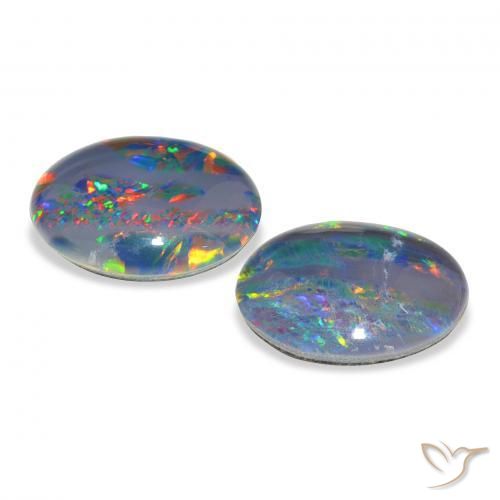 Pedras preciosas de Opala Triplet Multicolorido natural de 4.57 ct, oval, Opaco