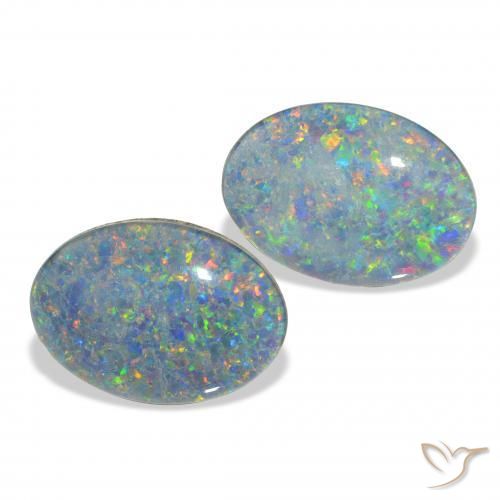 Pedras preciosas de Opala Triplet Multicolorido natural de 7.86 ct, oval, Opaco