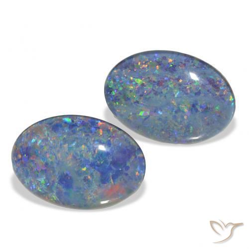 Pedras preciosas de Opala Triplet Multicolorido natural de 7.17 ct, oval, Opaco
