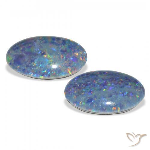 Pedras preciosas de Opala Triplet Multicolorido natural de 7.17 ct, oval, Opaco