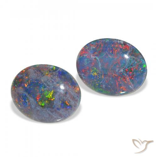 Pedras preciosas de Opala Triplet Multicolorido natural de 4.29 ct, oval, Opaco