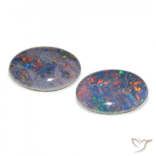 Pedras preciosas de Opala Triplet Multicolorido natural de 4.29 ct, oval, Opaco