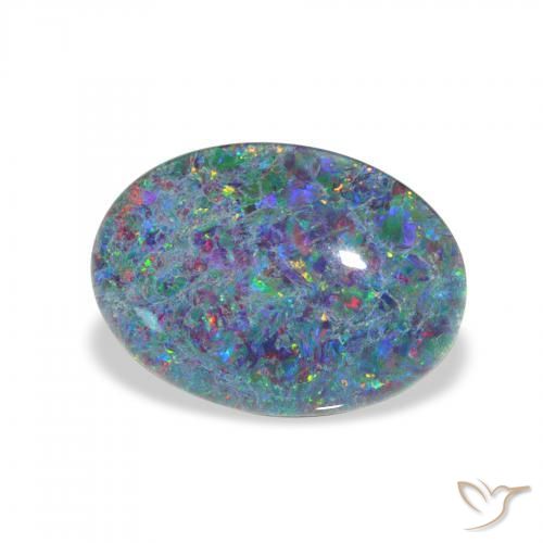 Opala Triplet Multicolorido Natural 3.82ct, oval, Opaco
