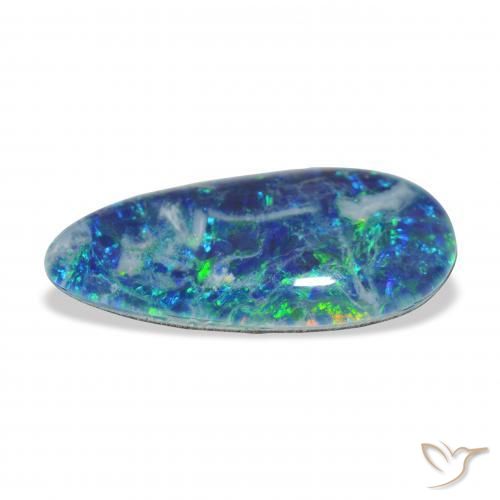 Opala Triplet Multicolorido Natural 3.93ct, Formato de pêra, Opaco