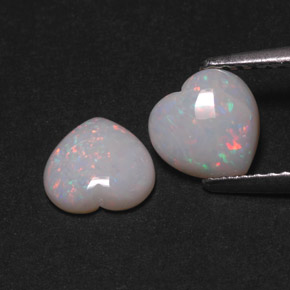 Pedras preciosas de opala multicolorido natural de  ct, formato de coração, opaco